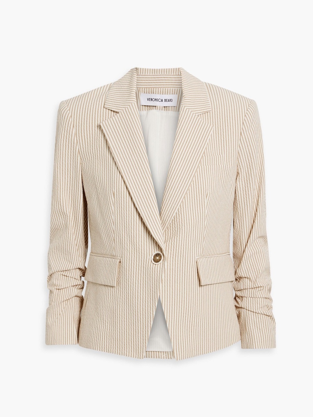 Veronica Beard Aaliyah Seersucker Ruched Sleeve Jacket - Size 2 NWT - $698